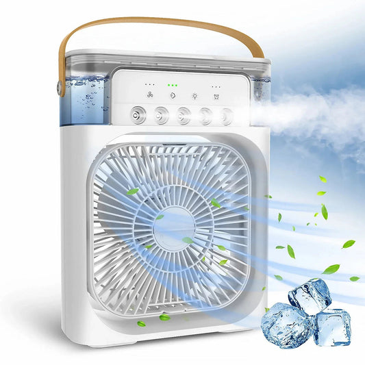 AERCOOL® 3 In 1 Portable Air Conditioner Humidifier Cooling Fan With Type C USB Rechargeable Fan